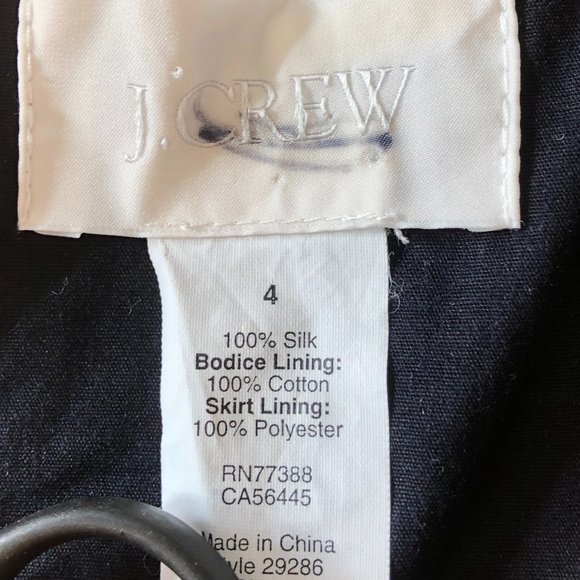 J Crew Black Bridesmaid Dress SZ 4 "Arabelle" Short Strapless Silk Chiffon - Picture 4 of 4